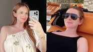 Atriz Lindsay Lohan, que está esperando seu primeiro filho com Bader Shammas, deixa silhueta à mostra em vestido - Foto: Reprodução / Instagram